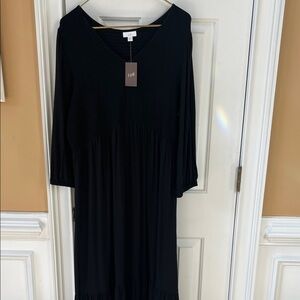 J Jill Classic Elegant Black Dress smocked top NWT loose easy rayon/spandex